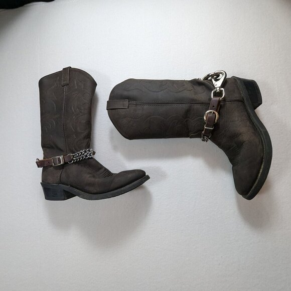 Old West Men's Brown Cowboy Boots TBM3051 Size 9 - Picture 1 of 8